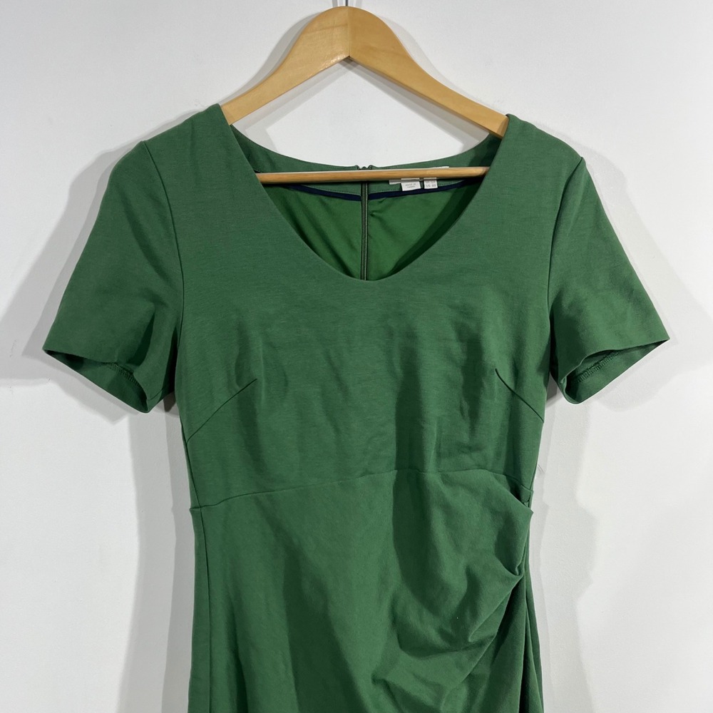 Boden Career Minimalist Ruched Sheath Dress Womens 8 Green Office Neutral Chic - Picture 3 of 10